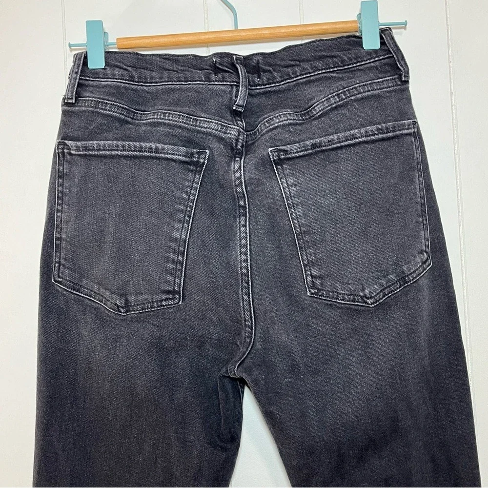 AGOLDE Nico High Rise Slim Straight Jeans Washed Black‎ Distressed Button Fly 29